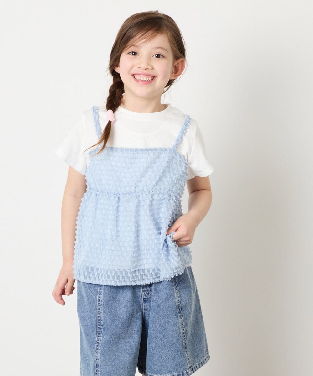 KJKHD64039 a.v.v KIDS(アー・ヴェ・ヴェ) [130-160]シアージャカードキャミドッキングトップス ライトブルー