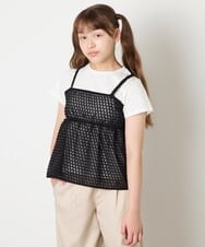 KJKHD64039 a.v.v KIDS(アー・ヴェ・ヴェ) [130-160]シアージャカードキャミドッキングトップス ブラック