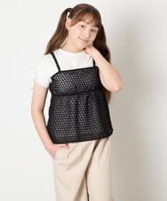 KJKHD64039 a.v.v KIDS(アー・ヴェ・ヴェ) [130-160]シアージャカードキャミドッキングトップス ブラック