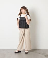 KJKHD64039 a.v.v KIDS(アー・ヴェ・ヴェ) [130-160]シアージャカードキャミドッキングトップス ブラック