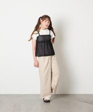KJKHD64039 a.v.v KIDS(アー・ヴェ・ヴェ) [130-160]シアージャカードキャミドッキングトップス ブラック