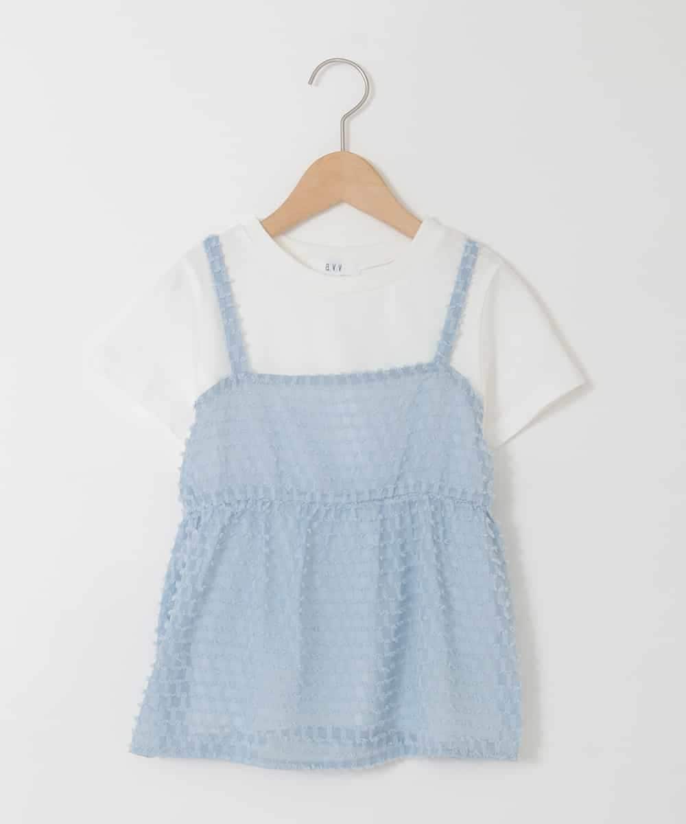 KJKHD64039 a.v.v KIDS(アー・ヴェ・ヴェ) [130-160]シアージャカードキャミドッキングトップス ライトブルー
