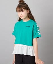 KJKHD75035 a.v.v KIDS(アー・ヴェ・ヴェ) [130-160]【冷感/UVカット】レースアップロゴTシャツ グリーン