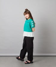 KJKHD75035 a.v.v KIDS(アー・ヴェ・ヴェ) [130-160]【冷感/UVカット】レースアップロゴTシャツ グリーン