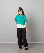 KJKHD75035 a.v.v KIDS(アー・ヴェ・ヴェ) [130-160]【冷感/UVカット】レースアップロゴTシャツ グリーン
