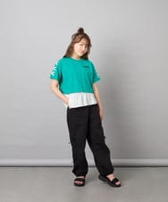 KJKHD75035 a.v.v KIDS(アー・ヴェ・ヴェ) [130-160]【冷感/UVカット】レースアップロゴTシャツ グリーン