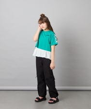 KJKHD75035 a.v.v KIDS(アー・ヴェ・ヴェ) [130-160]【冷感/UVカット】レースアップロゴTシャツ グリーン