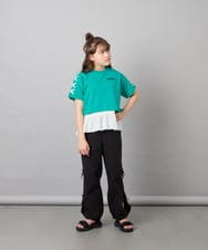 KJKHD75035 a.v.v KIDS(アー・ヴェ・ヴェ) [130-160]【冷感/UVカット】レースアップロゴTシャツ グリーン