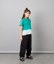 KJKHD75035 a.v.v KIDS(アー・ヴェ・ヴェ) [130-160]【冷感/UVカット】レースアップロゴTシャツ グリーン