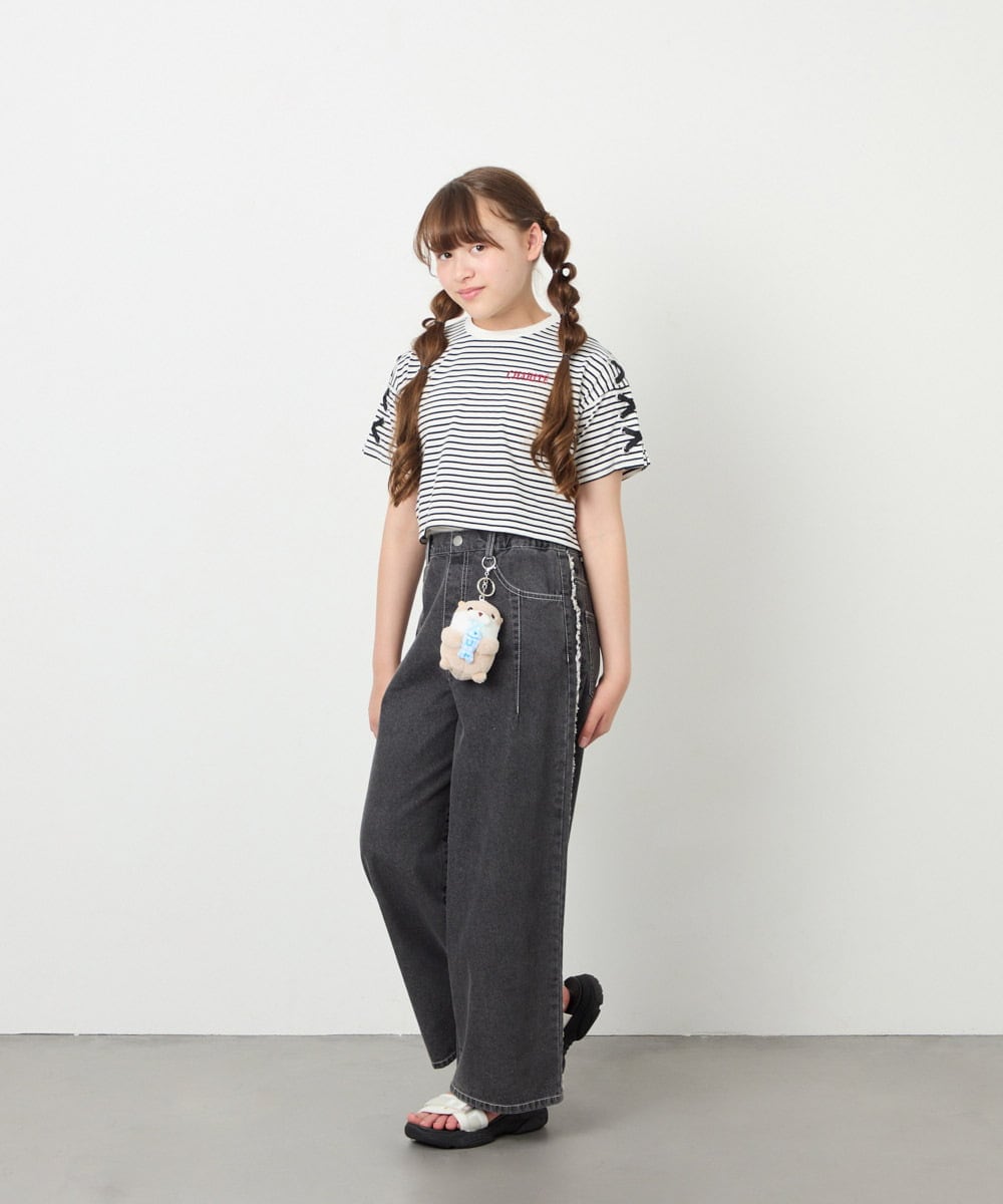 KJKHD75035 a.v.v KIDS(アー・ヴェ・ヴェ) [130-160]【冷感/UVカット】レースアップロゴTシャツ ホワイト