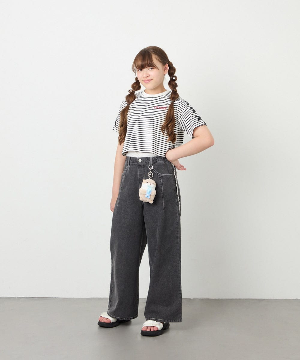 KJKHD75035 a.v.v KIDS(アー・ヴェ・ヴェ) [130-160]【冷感/UVカット】レースアップロゴTシャツ ホワイト