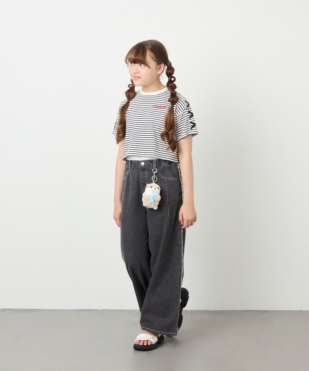 KJKHD75035 a.v.v KIDS(アー・ヴェ・ヴェ) [130-160]【冷感/UVカット】レースアップロゴTシャツ ホワイト