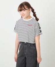 KJKHD75035 a.v.v KIDS(アー・ヴェ・ヴェ) [130-160]【冷感/UVカット】レースアップロゴTシャツ ホワイト