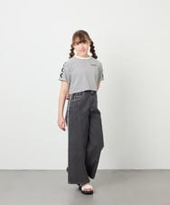 KJKHD75035 a.v.v KIDS(アー・ヴェ・ヴェ) [130-160]【冷感/UVカット】レースアップロゴTシャツ ホワイト