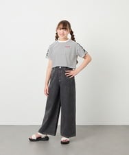 KJKHD75035 a.v.v KIDS(アー・ヴェ・ヴェ) [130-160]【冷感/UVカット】レースアップロゴTシャツ ホワイト