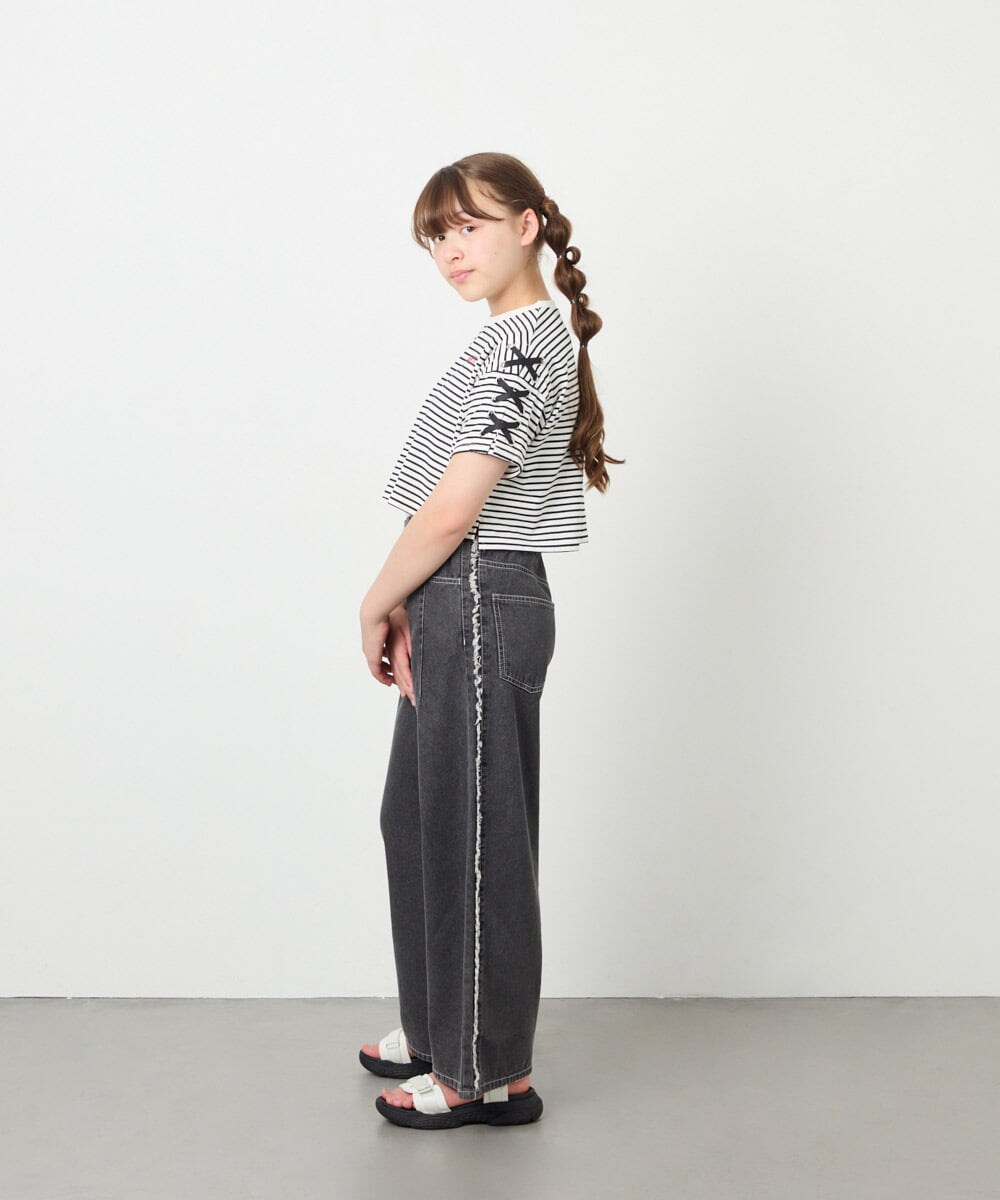 KJKHD75035 a.v.v KIDS(アー・ヴェ・ヴェ) [130-160]【冷感/UVカット】レースアップロゴTシャツ ホワイト