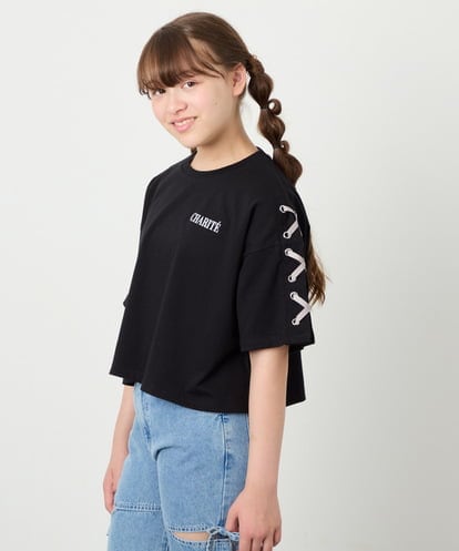KJKHD75035 a.v.v KIDS [130-160]【冷感/UVカット】レースアップロゴTシャツ
