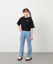 KJKHD75035 a.v.v KIDS(アー・ヴェ・ヴェ) [130-160]【冷感/UVカット】レースアップロゴTシャツ ブラック