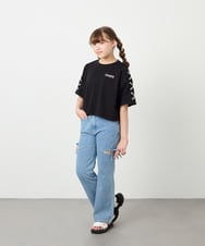 KJKHD75035 a.v.v KIDS(アー・ヴェ・ヴェ) [130-160]【冷感/UVカット】レースアップロゴTシャツ ブラック