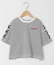KJKHD75035 a.v.v KIDS(アー・ヴェ・ヴェ) [130-160]【冷感/UVカット】レースアップロゴTシャツ ホワイト