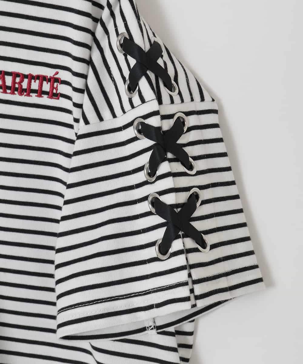 KJKHD75035 a.v.v KIDS(アー・ヴェ・ヴェ) [130-160]【冷感/UVカット】レースアップロゴTシャツ ホワイト