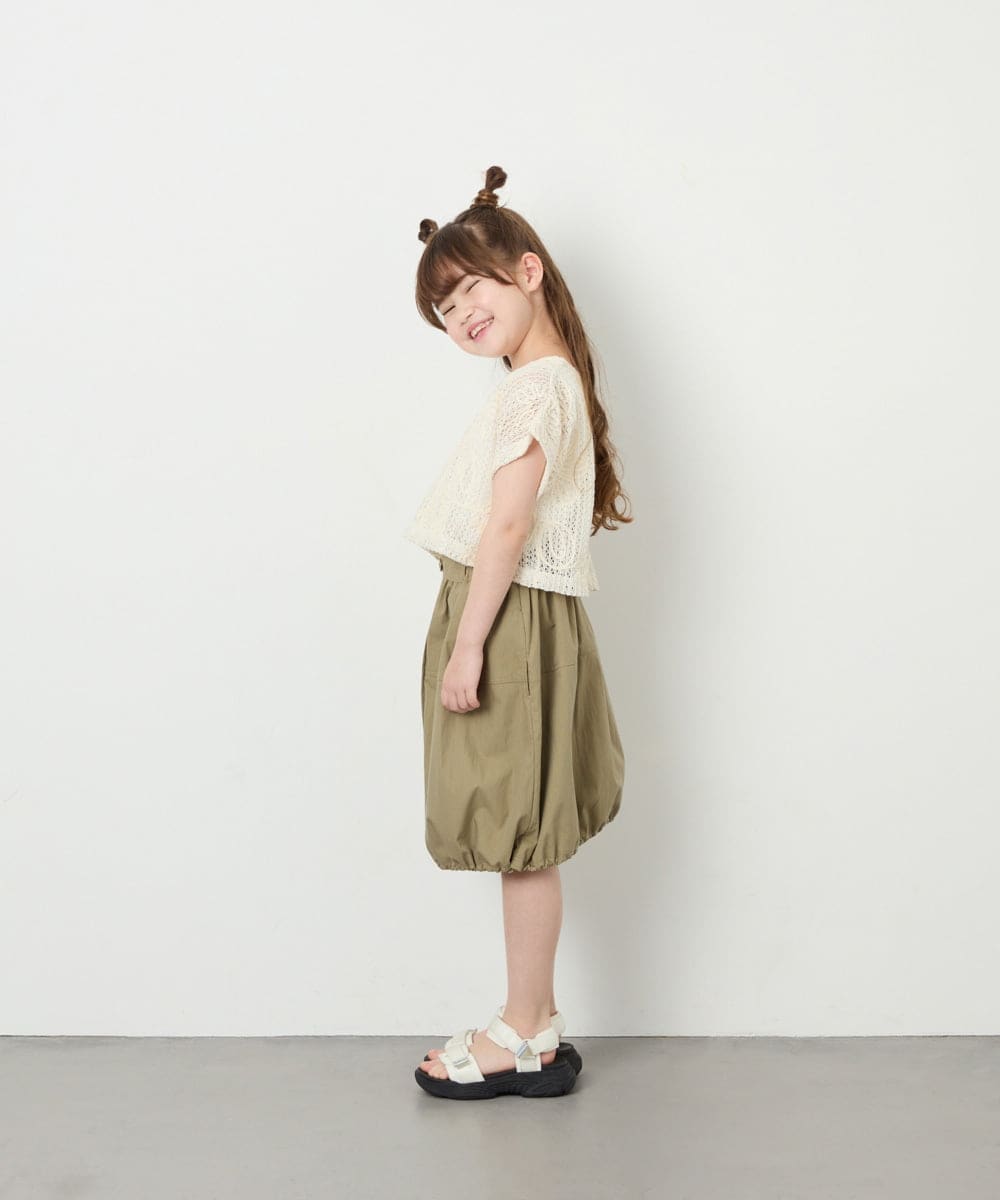KJKHD77044 a.v.v KIDS(アー・ヴェ・ヴェ) [120-160]【冷感/洗える】レースTシャツタンク付き アイボリー