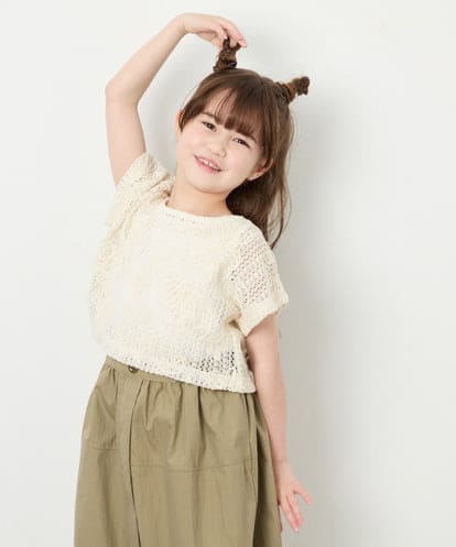 KJKHD77044 a.v.v KIDS [120-160]【冷感/洗える】レースTシャツタンク付き