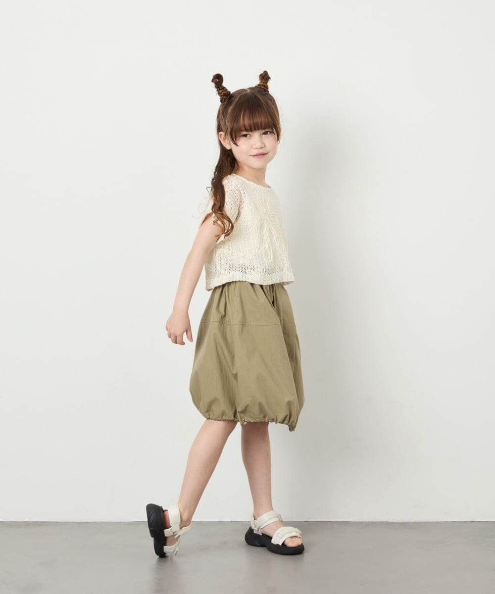 KJKHD77044 a.v.v KIDS(アー・ヴェ・ヴェ) [120-160]【冷感/洗える】レースTシャツタンク付き アイボリー