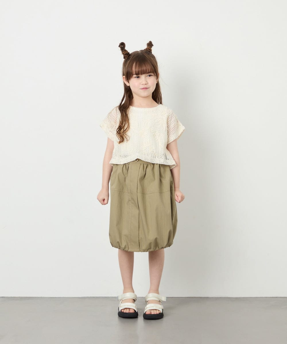 KJKHD77044 a.v.v KIDS(アー・ヴェ・ヴェ) [120-160]【冷感/洗える】レースTシャツタンク付き アイボリー
