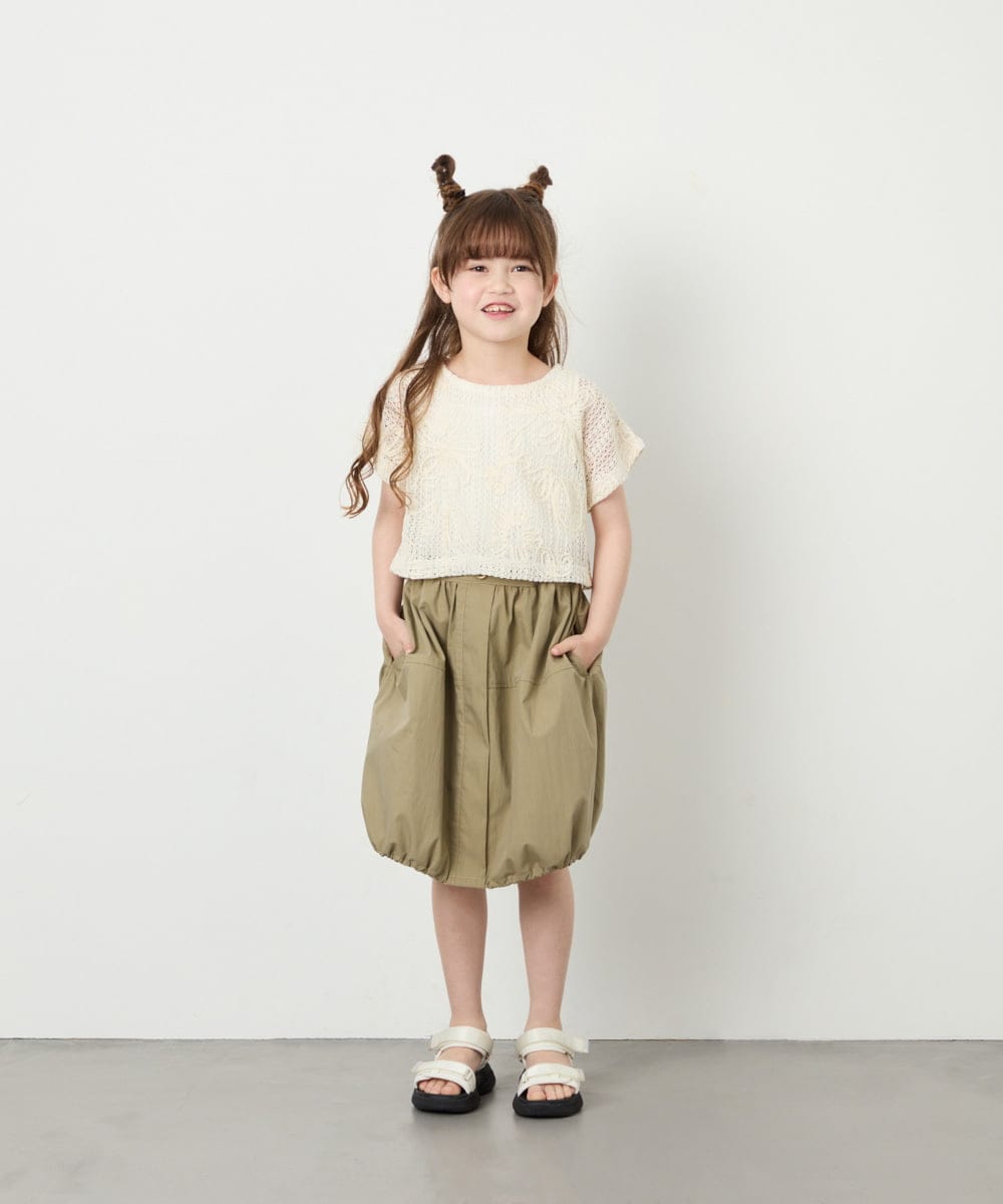 KJKHD77044 a.v.v KIDS(アー・ヴェ・ヴェ) [120-160]【冷感/洗える】レースTシャツタンク付き アイボリー