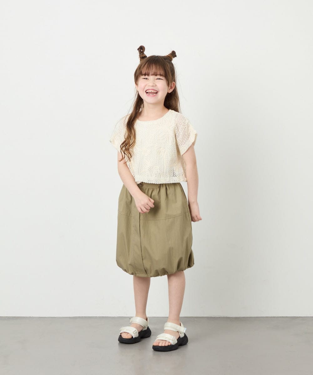 KJKHD77044 a.v.v KIDS(アー・ヴェ・ヴェ) [120-160]【冷感/洗える】レースTシャツタンク付き アイボリー