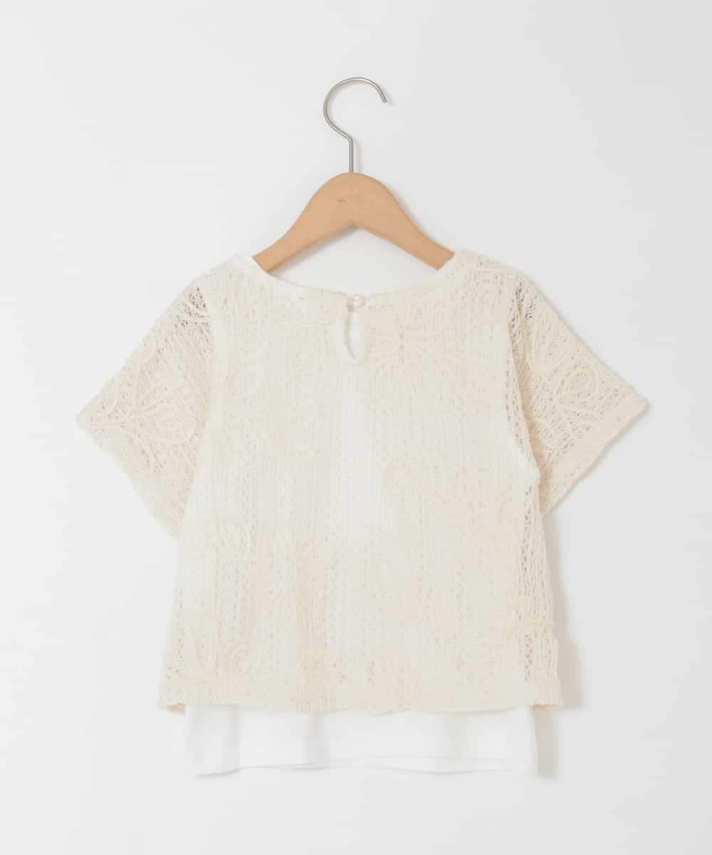 KJKHD77044 a.v.v KIDS(アー・ヴェ・ヴェ) [120-160]【冷感/洗える】レースTシャツタンク付き アイボリー