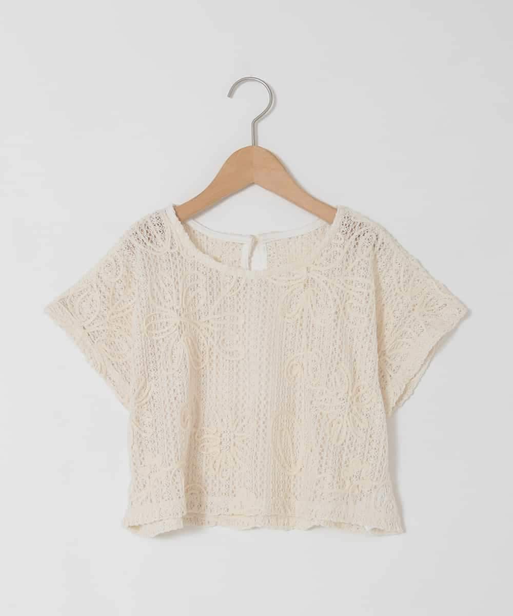 KJKHD77044 a.v.v KIDS(アー・ヴェ・ヴェ) [120-160]【冷感/洗える】レースTシャツタンク付き アイボリー