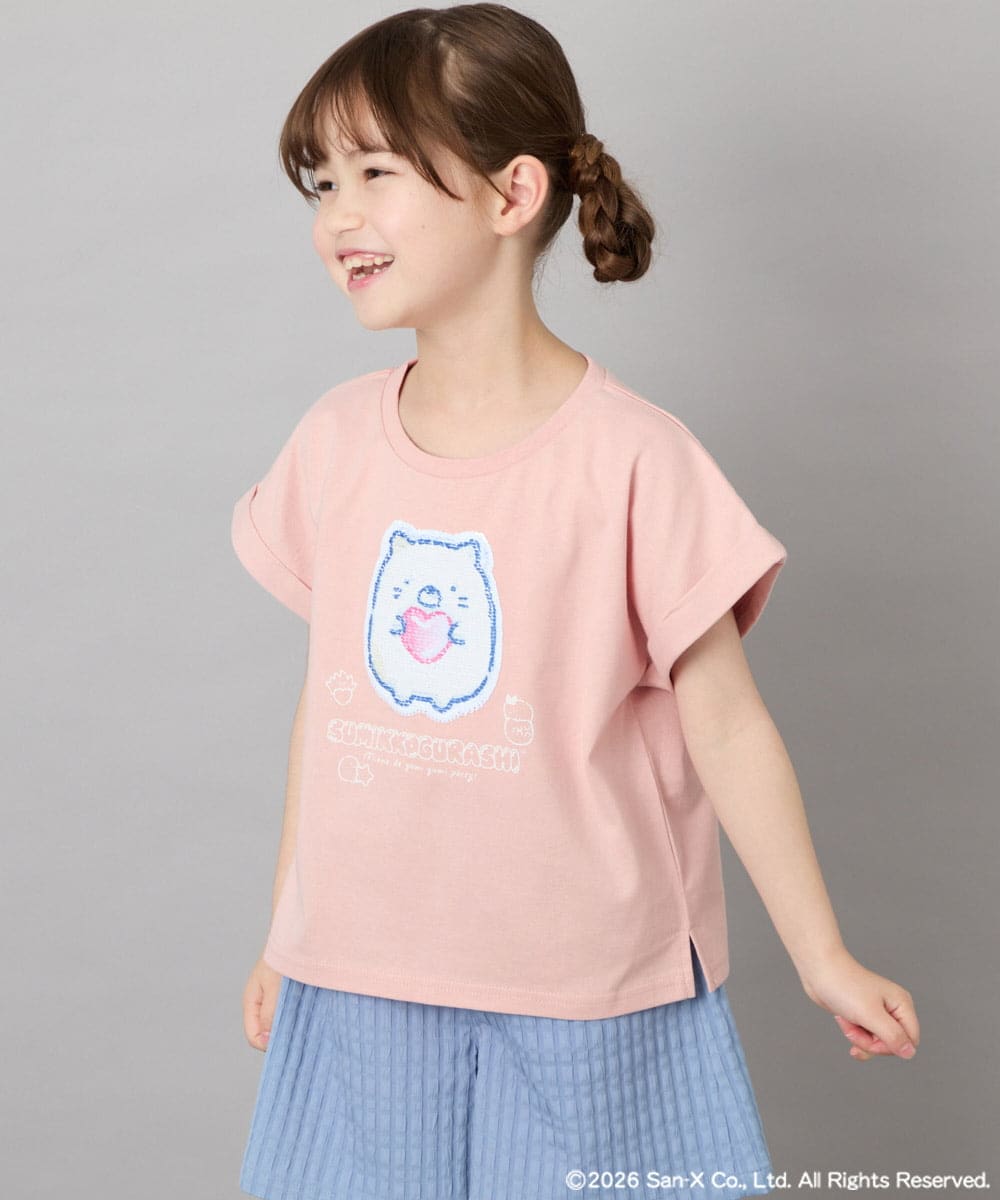 KJKHD80035 a.v.v KIDS(アー・ヴェ・ヴェ) [110-140]すみっコぐらしスパンコールT ピンク