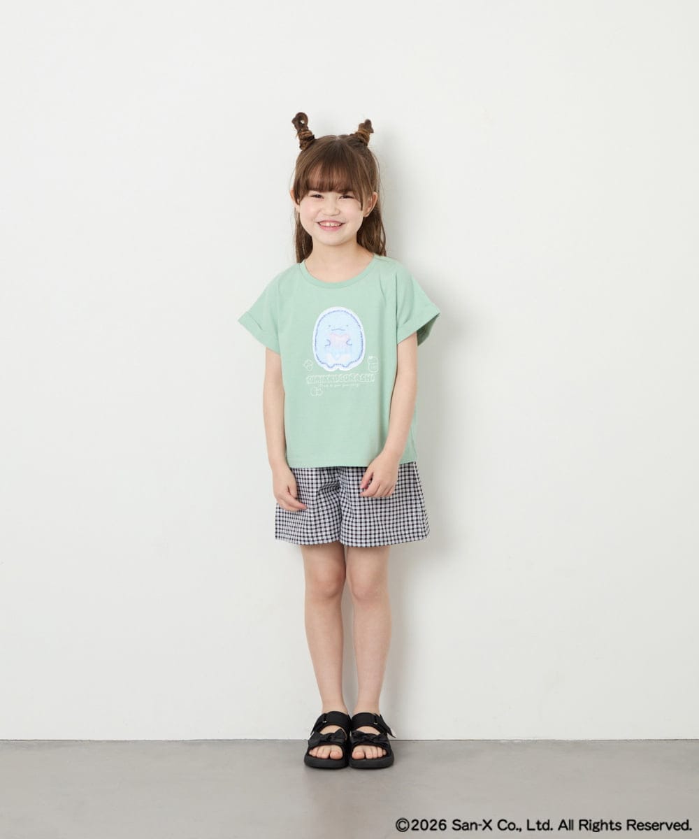 KJKHD80035 a.v.v KIDS(アー・ヴェ・ヴェ) [110-140]すみっコぐらしスパンコールT グリーン