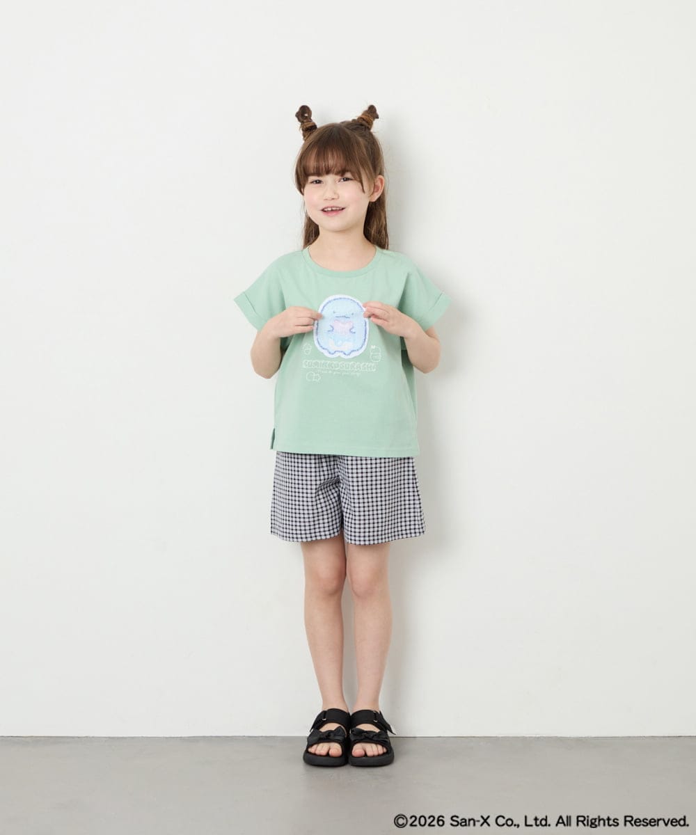 KJKHD80035 a.v.v KIDS(アー・ヴェ・ヴェ) [110-140]すみっコぐらしスパンコールT グリーン