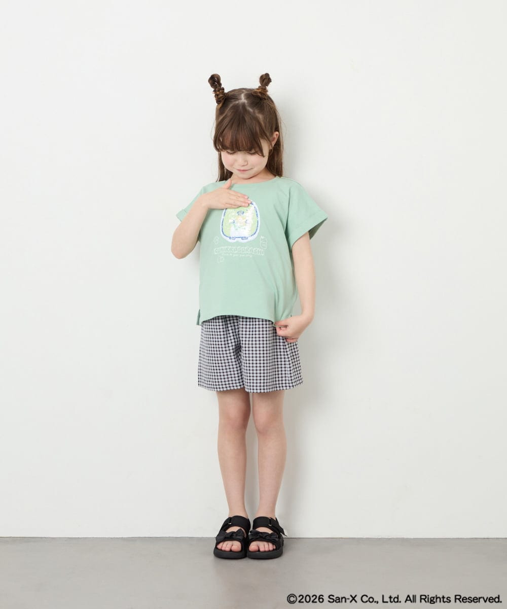 KJKHD80035 a.v.v KIDS(アー・ヴェ・ヴェ) [110-140]すみっコぐらしスパンコールT グリーン