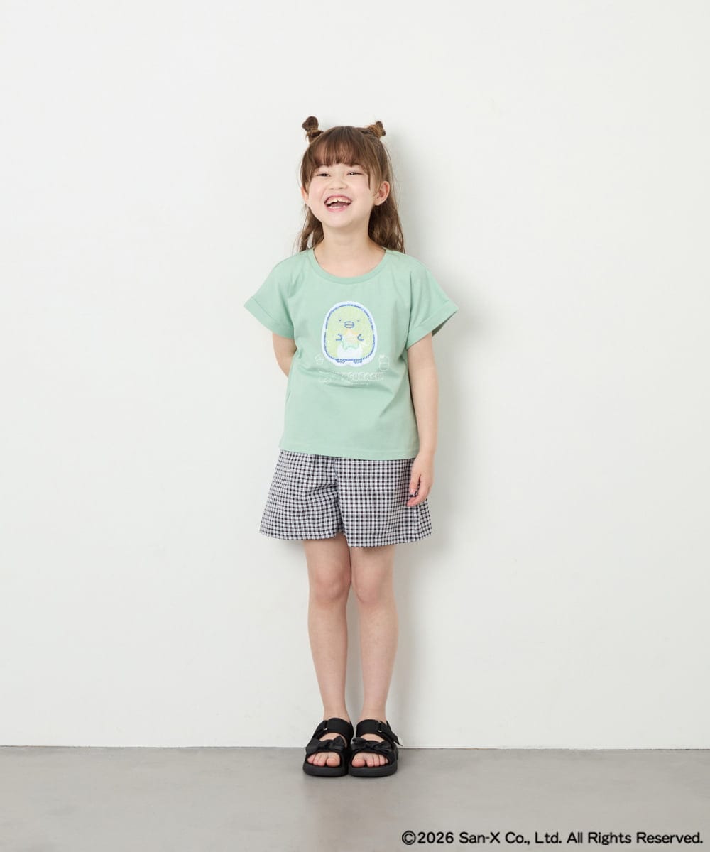 KJKHD80035 a.v.v KIDS(アー・ヴェ・ヴェ) [110-140]すみっコぐらしスパンコールT グリーン