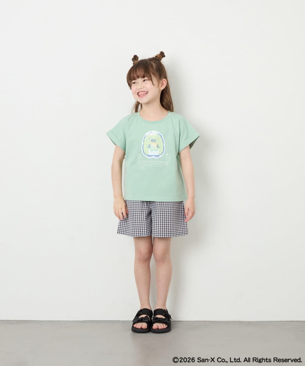 KJKHD80035 a.v.v KIDS(アー・ヴェ・ヴェ) [110-140]すみっコぐらしスパンコールT グリーン