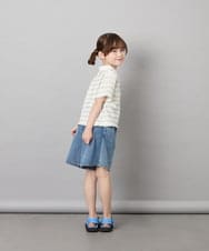 KJKHD83035 a.v.v KIDS(アー・ヴェ・ヴェ) [130-160]【ママとお揃いコーデが叶う】フリルボーダーポロシャツ アイボリー