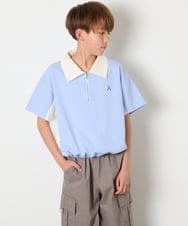 KJKHD90035 a.v.v KIDS(アー・ヴェ・ヴェ) [140-150]【男女兼用】襟付きバイカラーハーフジップ ライトブルー
