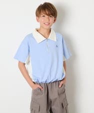 KJKHD90035 a.v.v KIDS(アー・ヴェ・ヴェ) [140-150]【男女兼用】襟付きバイカラーハーフジップ ライトブルー