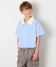 KJKHD90035 a.v.v KIDS(アー・ヴェ・ヴェ) [140-150]【男女兼用】襟付きバイカラーハーフジップ ライトブルー