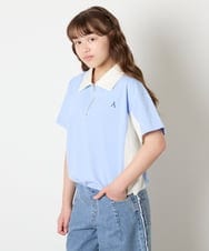 KJKHD90035 a.v.v KIDS(アー・ヴェ・ヴェ) [140-150]【男女兼用】襟付きバイカラーハーフジップ ライトブルー