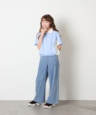 KJKHD90035 a.v.v KIDS(アー・ヴェ・ヴェ) [140-150]【男女兼用】襟付きバイカラーハーフジップ ライトブルー