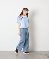 KJKHD90035 a.v.v KIDS(アー・ヴェ・ヴェ) [140-150]【男女兼用】襟付きバイカラーハーフジップ ライトブルー