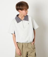 KJKHD90035 a.v.v KIDS(アー・ヴェ・ヴェ) [140-150]【男女兼用】襟付きバイカラーハーフジップ ライトグレー