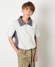 KJKHD90035 a.v.v KIDS(アー・ヴェ・ヴェ) [140-150]【男女兼用】襟付きバイカラーハーフジップ ライトグレー