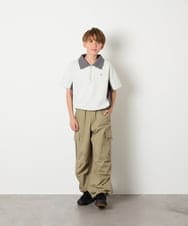 KJKHD90035 a.v.v KIDS(アー・ヴェ・ヴェ) [140-150]【男女兼用】襟付きバイカラーハーフジップ ライトグレー