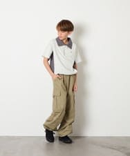 KJKHD90035 a.v.v KIDS(アー・ヴェ・ヴェ) [140-150]【男女兼用】襟付きバイカラーハーフジップ ライトグレー